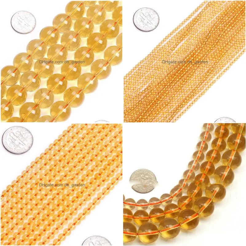 8mm round citrin beads selectable size 2/3/4/6/8/10/12/14mm diy loose beads for bracelet making strand 15