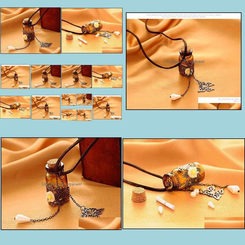 pretty necklaces pendants long retro chains necklaces wooden cork carved wishing bottle necklace