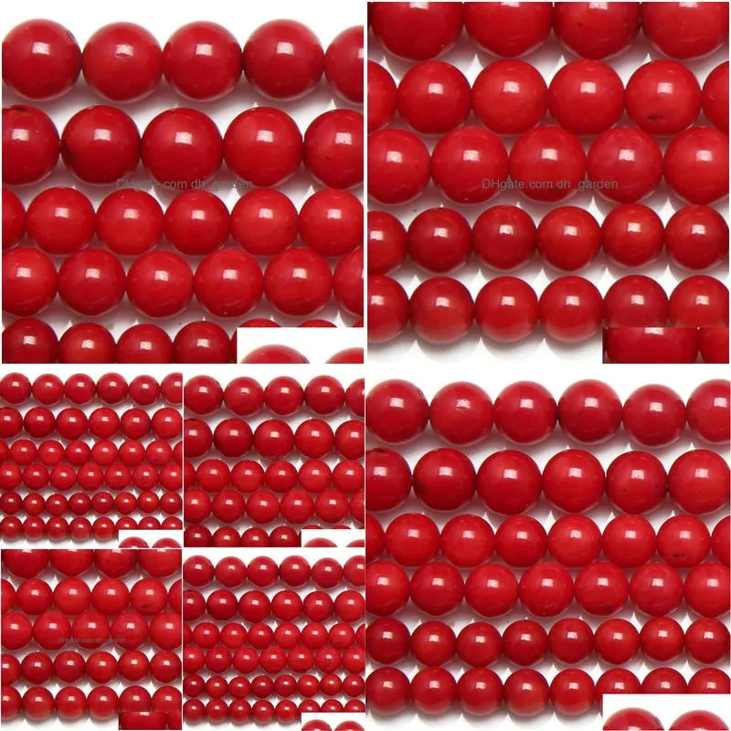 8mm natural red coral round loose beads 15 strand 5.5mm pick size for jewelry making