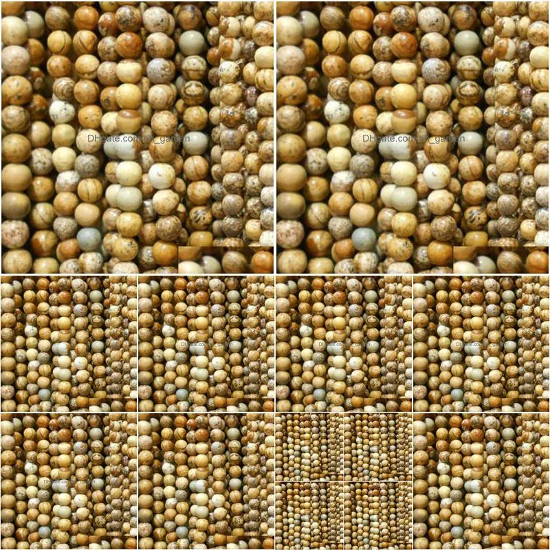 8mm natural brown dots striped stones round spacer loose beads for necklace bracelet charms jewelry making