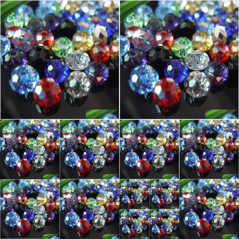 mixed colors 4x6mm 50pcs rondelle austria faceted crystal glass beads loose spacer round beads for jewelry making