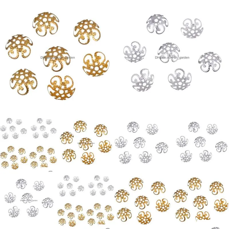 100 pcs/200 pcs/lot 2015 high quality pesca diy hollow flower metal charms bead caps for jewelry making 10m