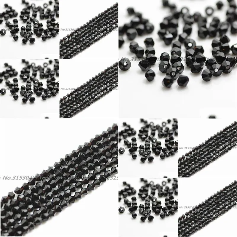 100pcs black color 4mm bicone crystal beads glass beads loose spacer beads diy jewelry making austria