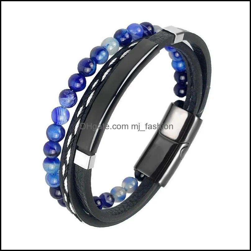 bead bracelets for men fashion hollow leather bracelet bangles multilayer wide wrap jewelry