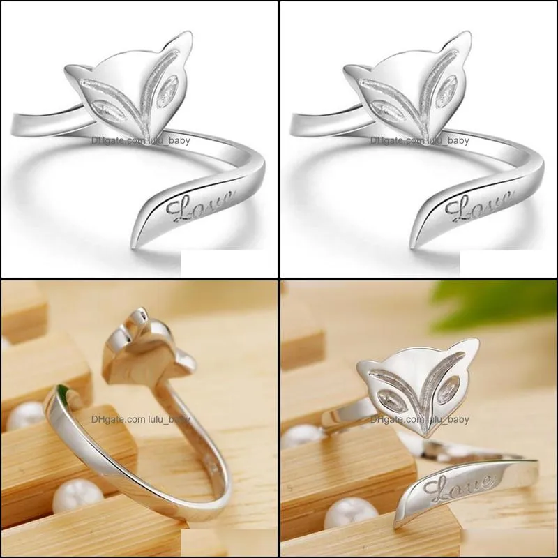 korean animal fox ring ladies simple jewelry gift couple ring fire fox silver plated ring