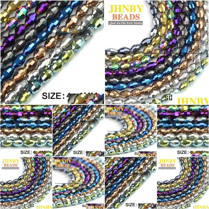 rice grains austrian crystal beads 100pcs 4x6mm oval shape top quality plated color loose bead jewelry bracelet making diy