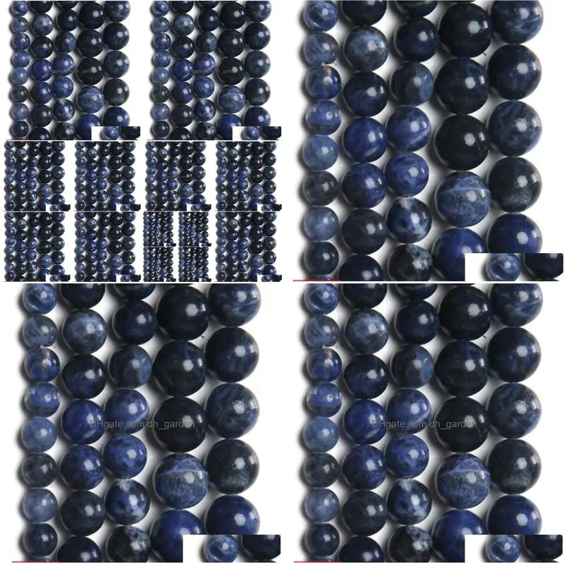 8mm natural stone old blue sodalite round loose beads 15 strand 3 4 6 8 10 12mm pick size for jewelry making