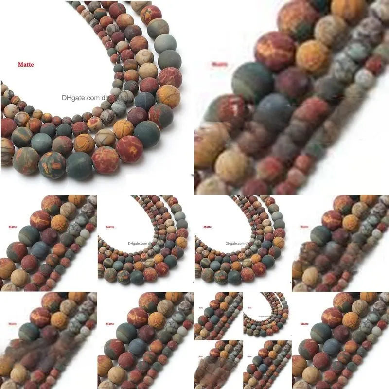8mm natural stone beads dull polish matte picasso stone round loose beads for jewelry making 15inches shipping 410mm
