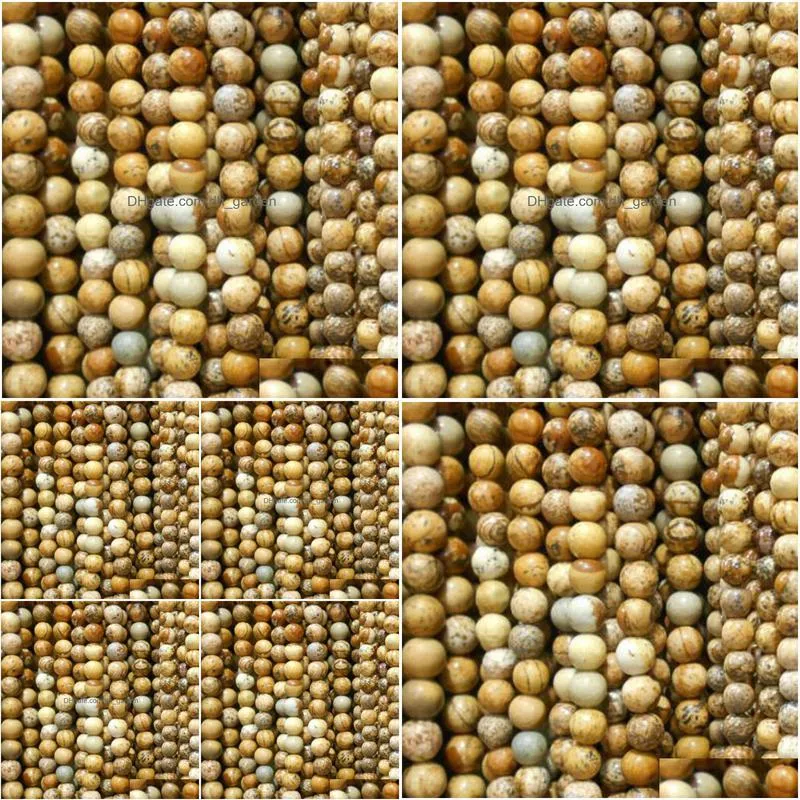 8mm natural brown dots striped stones round spacer loose beads for necklace bracelet charms jewelry making