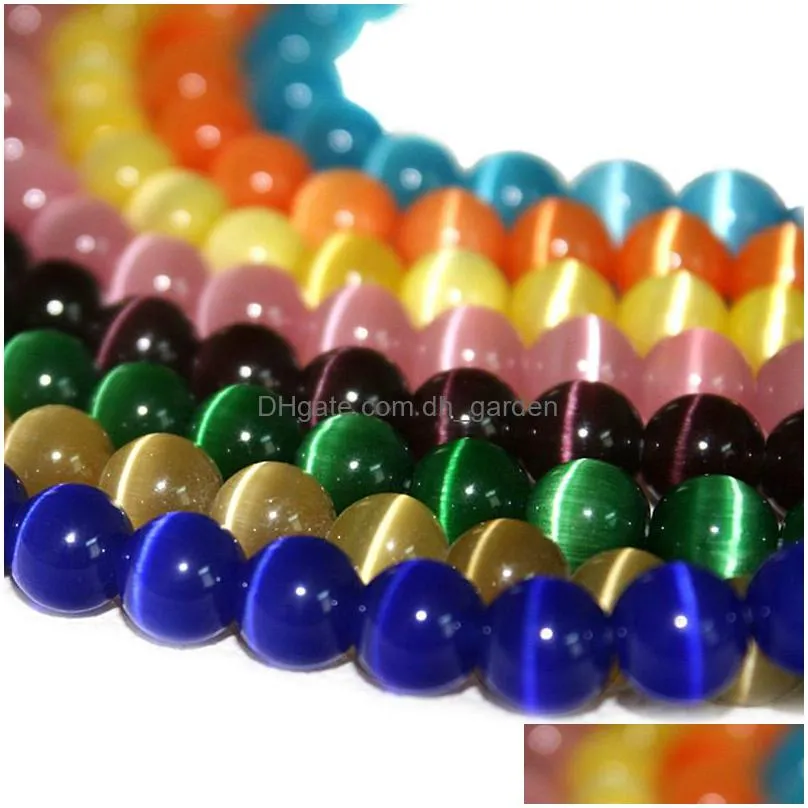 8mm natural stone chatoyant cats eye stone cymophane beads round loose bead opals glass ball 4 6 8 10 12mm jewelry bracelet making