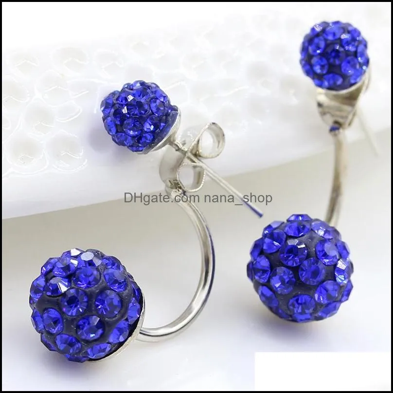 crystal ball earrings double sided stud earrings for women wedding jewelry gift wholesale luxury earrings