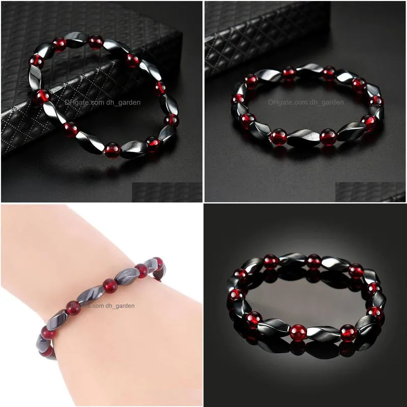 matchright women health energy healing hematite bangle with magnetic therapy of beads elastic bracelet for women jewelry