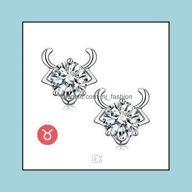 earrings beautifully genuine sterling silver earrings highgrade zircon jewelry wholesale ear sign stud earring