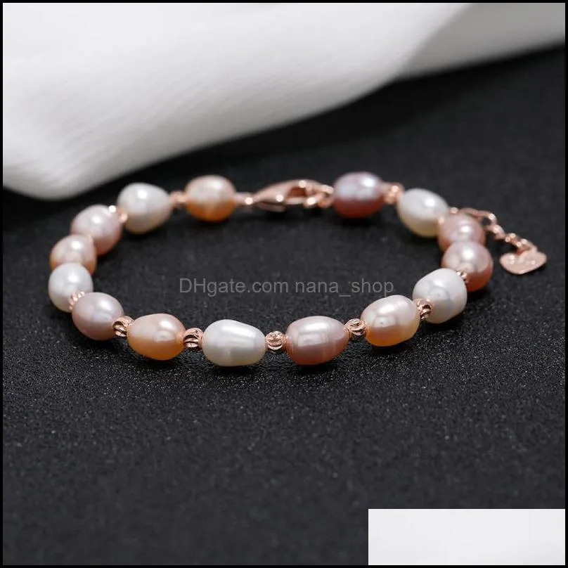 natural freshwater baroque pearl bracelets bangles for women beads jewelry elastic charm bracelet
