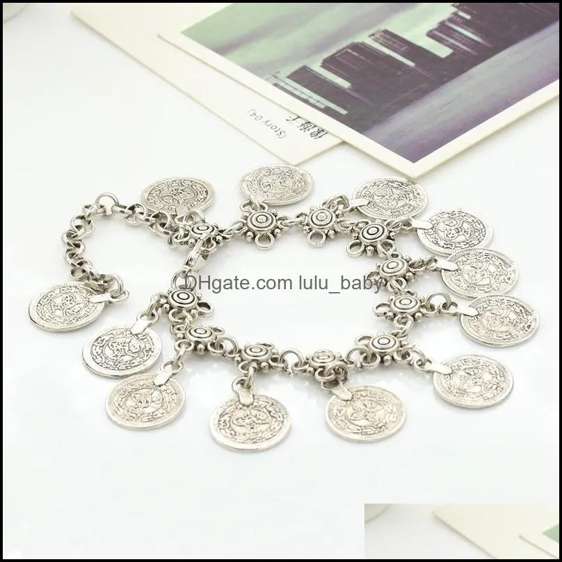 coin ankle bracelet summer fashion tassel anklet charm coin anklet gift beach anklet.