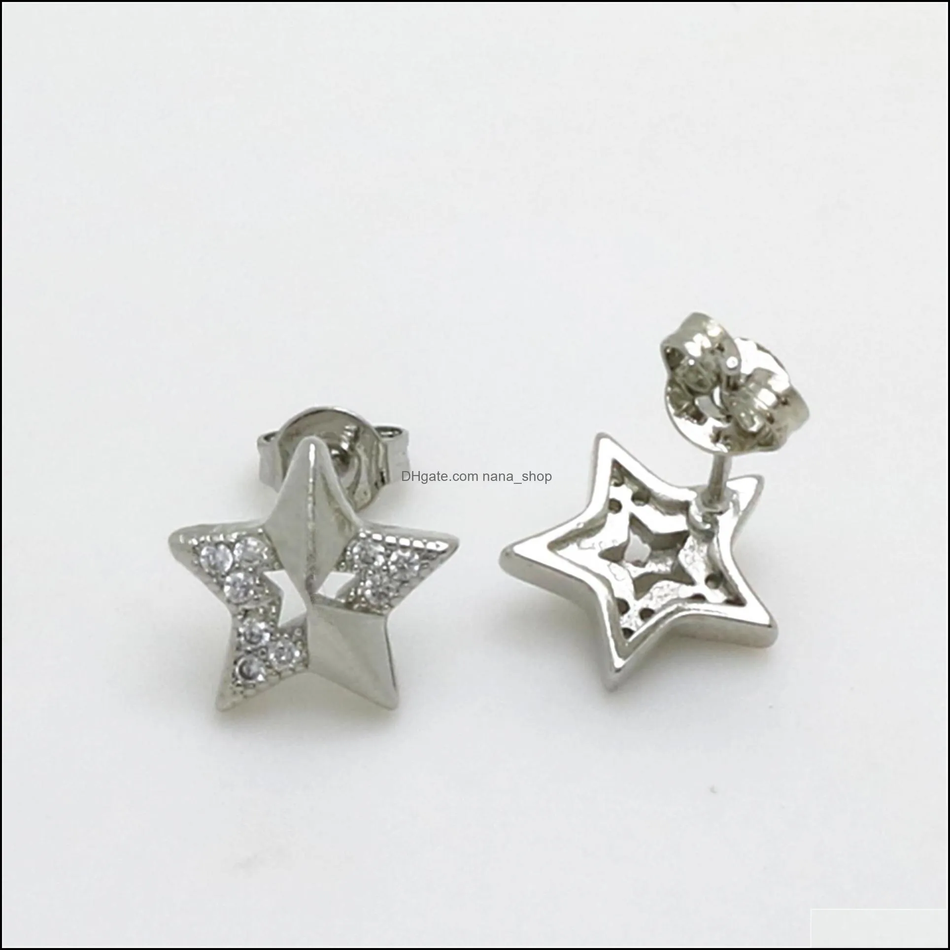 silver earrings micro inlaid crystal fivepointed star stud earrings women small cute banquet luxury wedding jewelry