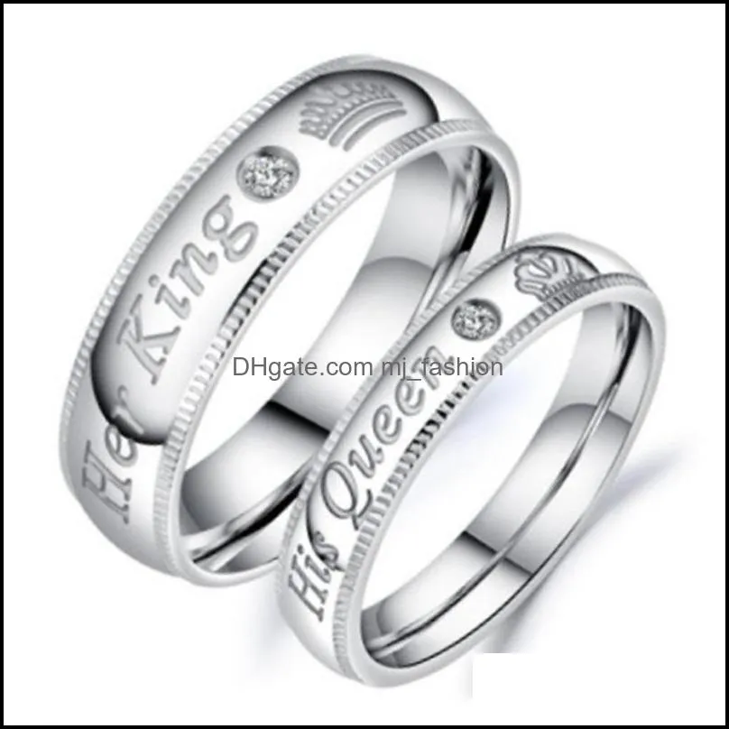 couple rings her king and his queen zircon wedding rings for women men jewelry lover gift 925 silver ring