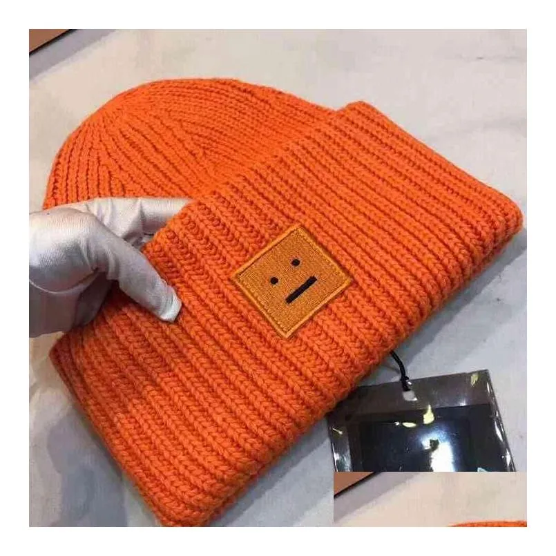 winter hats for women blended knit wool smiling face couple cap lady thread knitted beanie chapeau femme