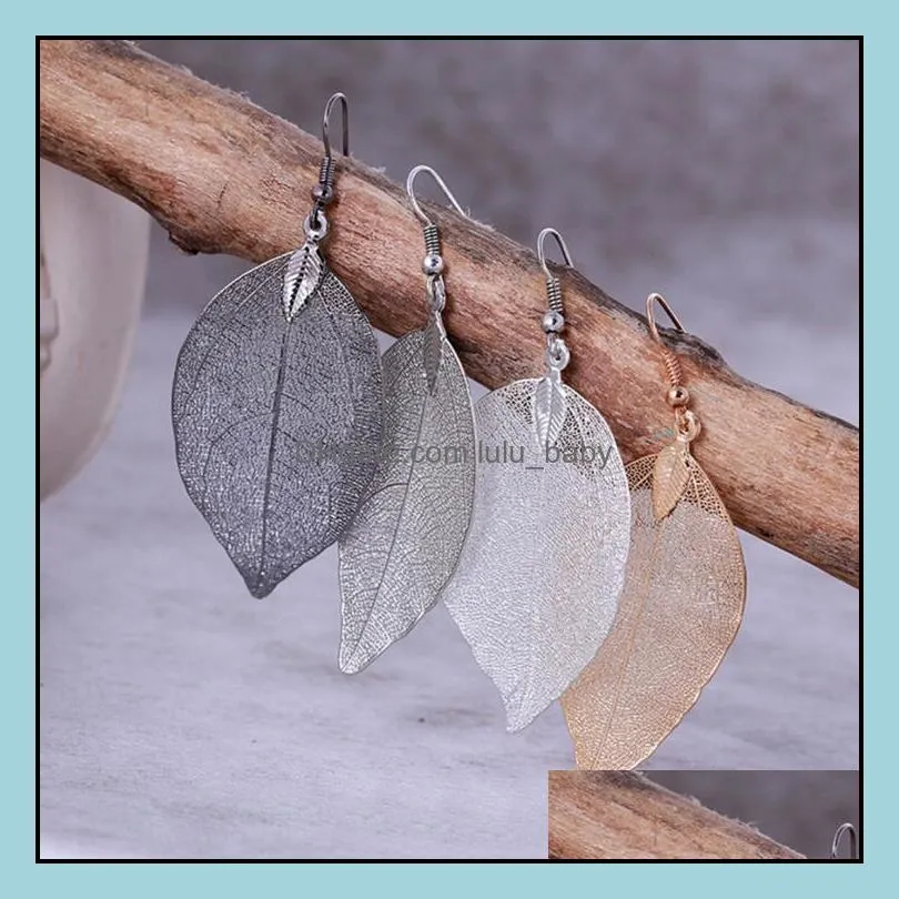 leaf drop earrings for women brincos dangle chandelier earring bohemia long big hollow wedding jewelry