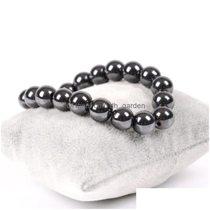 natural stone hematite magnetic bracelet black beads therapy health care stretch bracelet bangle mens jewelry 6 8 10mm