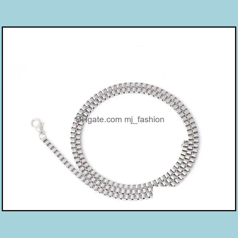 pretty stainless steel necklace silver color box chain long chains mens necklaces stainless steel jewelry