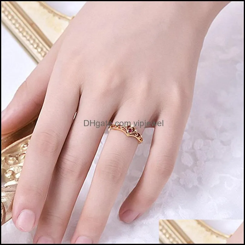 crown rings for women crystal zircon bridal party wedding jewelry fashion delicate female gold silver promise engagement ring