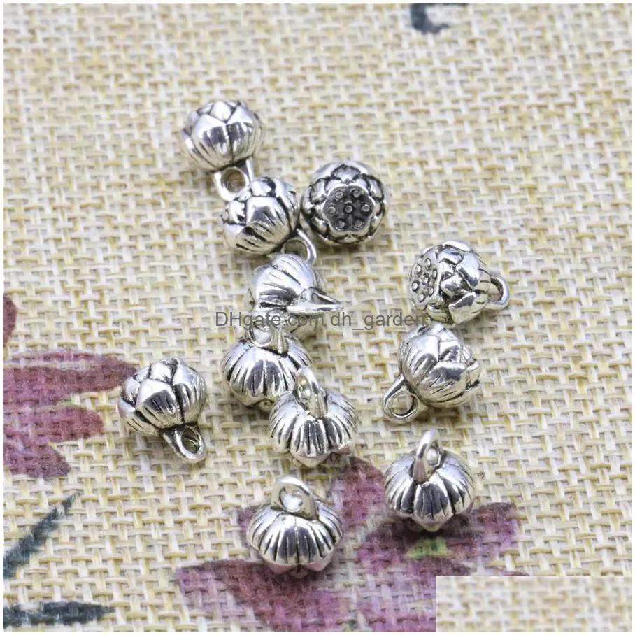 new 50pcs lotus shaped pendant women girls gifts lucky diy loose finding parts copper accessories jewelry making pendant 7x9mm