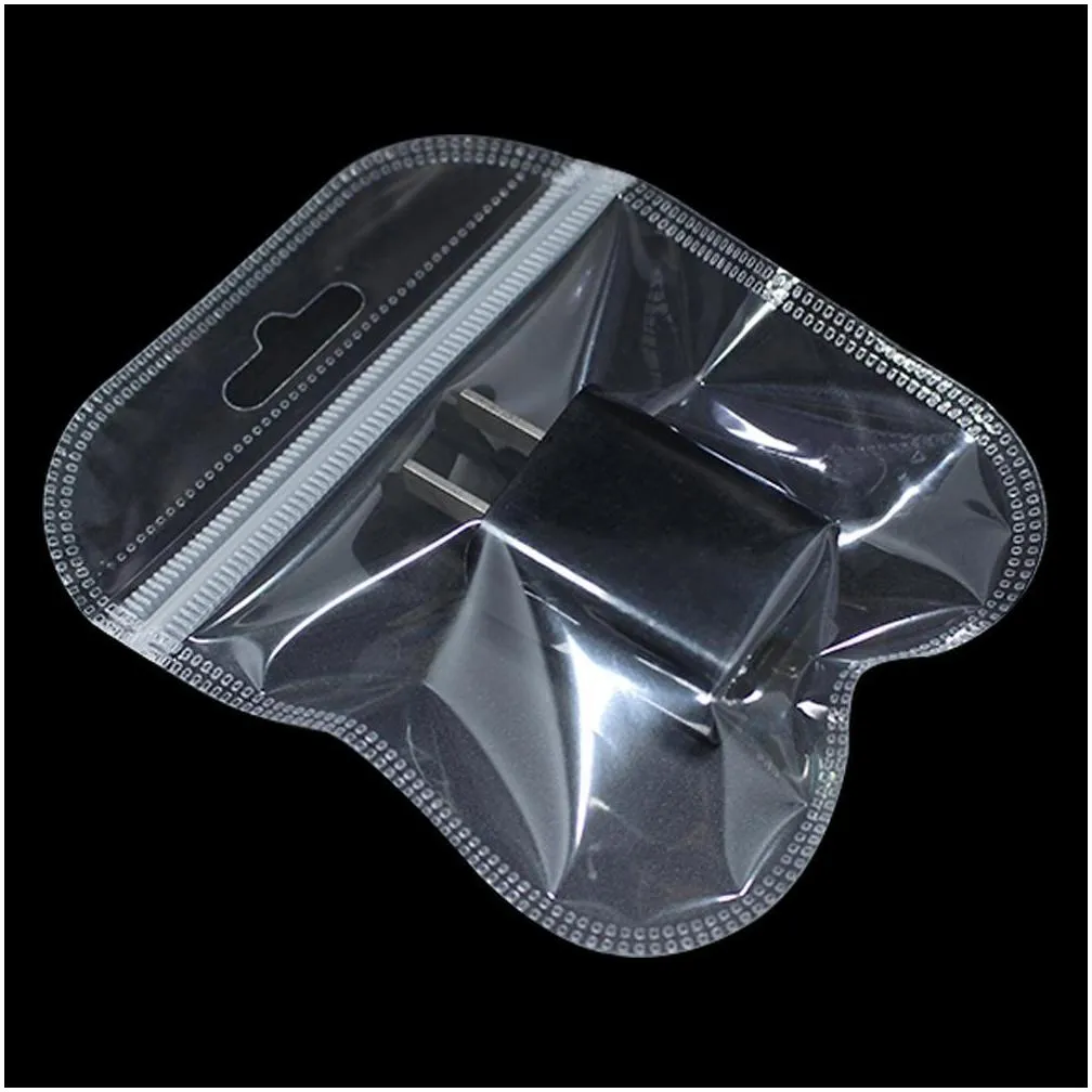 200pcs 24 sizes clear plastic ziplock bag with hang hole zip lock reclosable zip lock retail transparent packaging pouch
