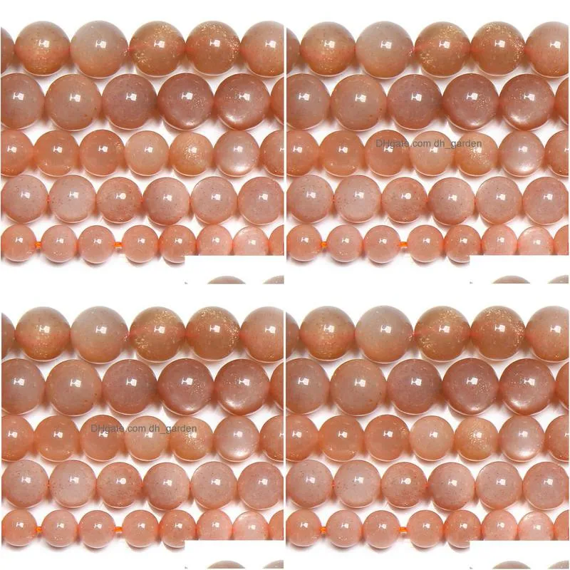 8mm natural peach sunstone round loose beads 15 strand 6 8 10mm pick size for jewelry making