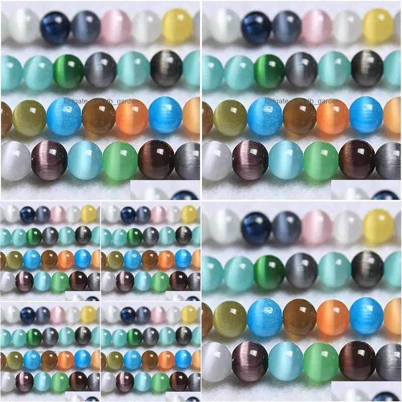 8mm natural moon stone beads opal mixed color cat eye round loose beads 16 strand 6 8 10 12 mm pick size