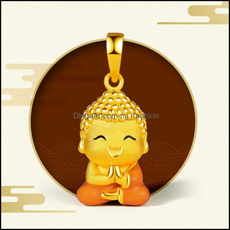 gold buddha buddhism pendant necklace for women men jewelry sand gold chains necklaces