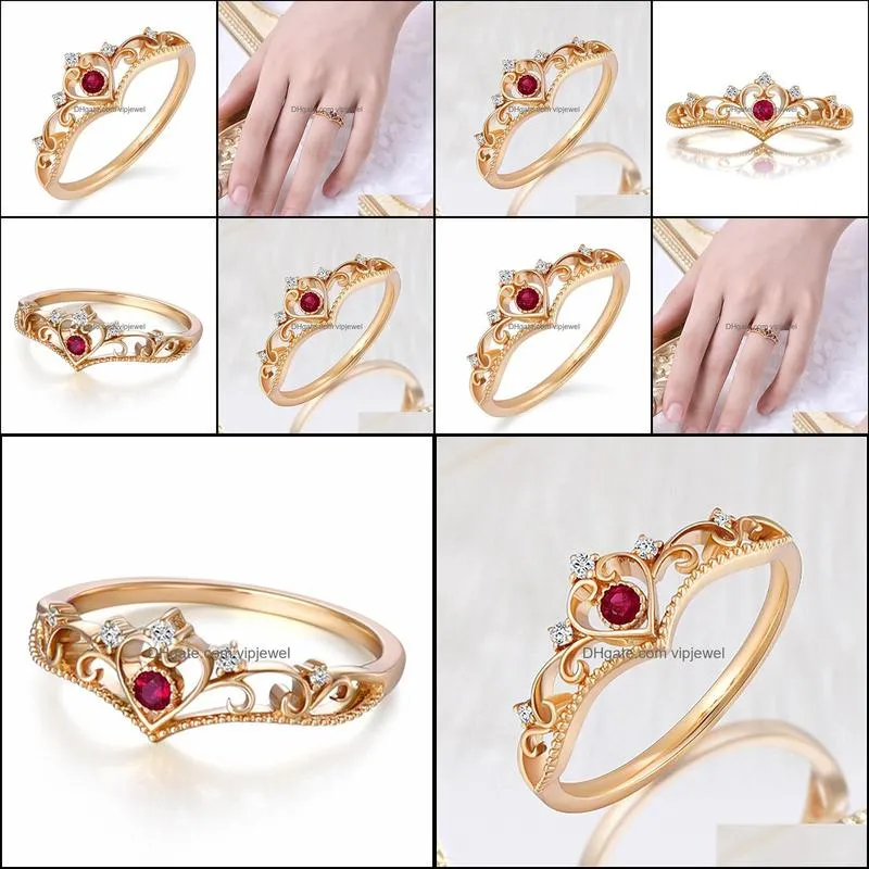 crown rings for women crystal zircon bridal party wedding jewelry fashion delicate female gold silver promise engagement ring