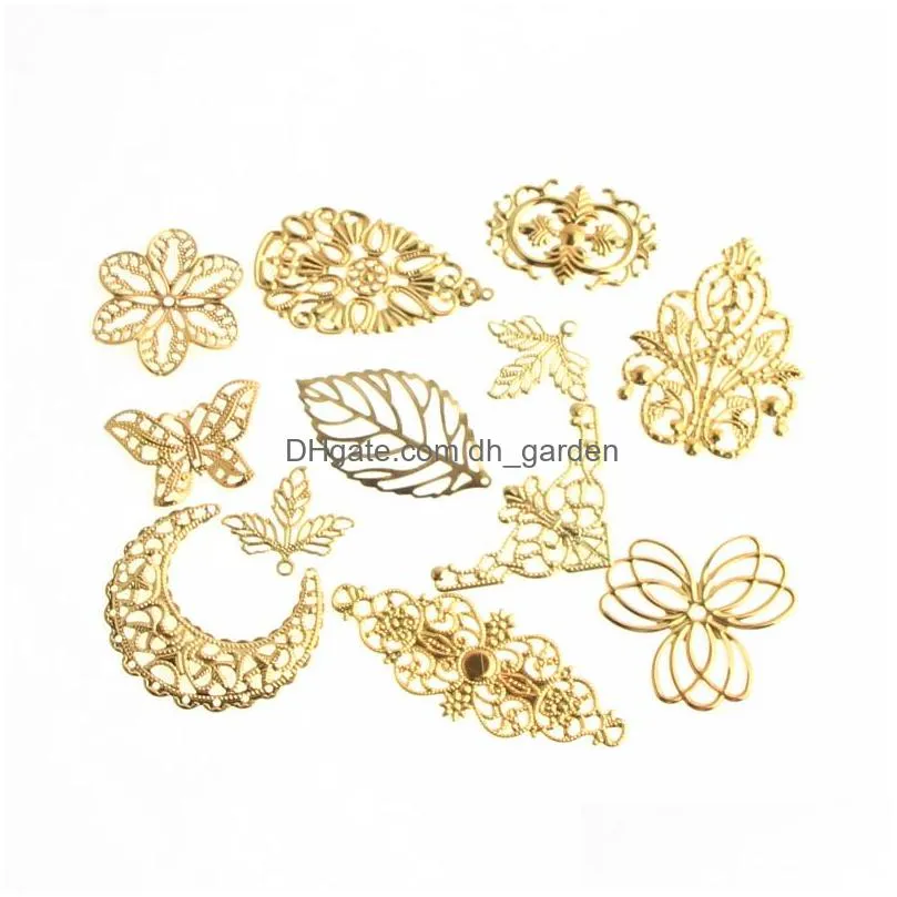 variety color 50pcs filigree wraps metal connectors crafts for jewelry making earring diy accessories charm pendant
