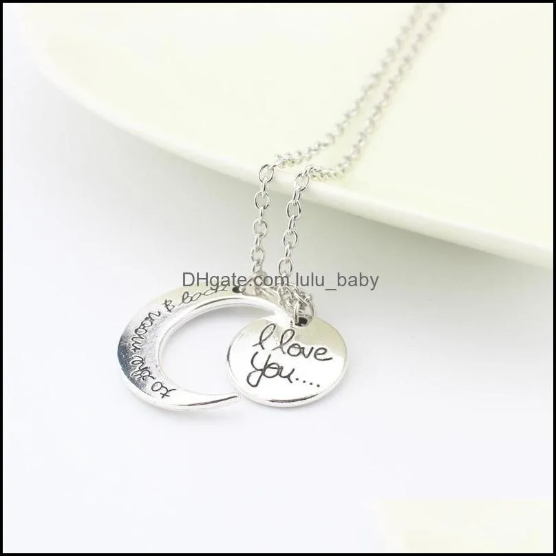 couples necklaces engraving pendants jewelry 925 silver 24k gold chains necklaces i love you sun moon necklaces