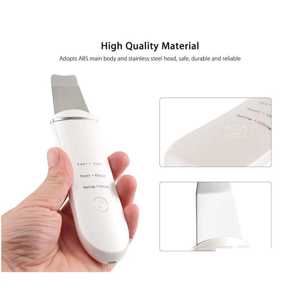 rechargeable ultrasonic ion face skin scrubber facial cleaner cleansing spatula peeling vibration facial cleansing devices