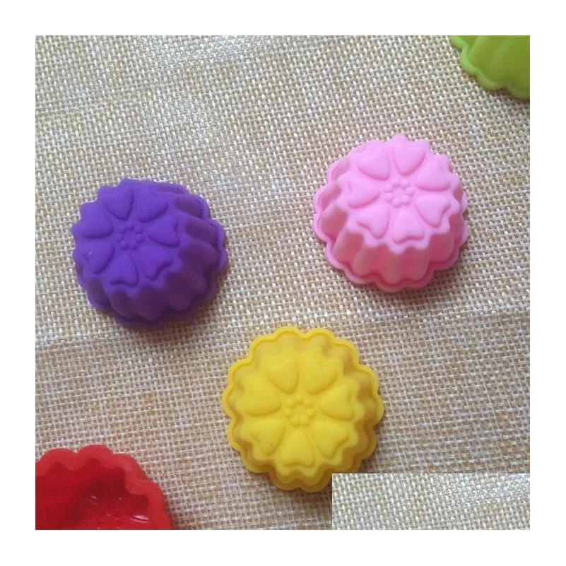 5pcs/lot silicone chocolate mold flowers cupcake mold baking tools diy mini soap 3cm pudding mould
