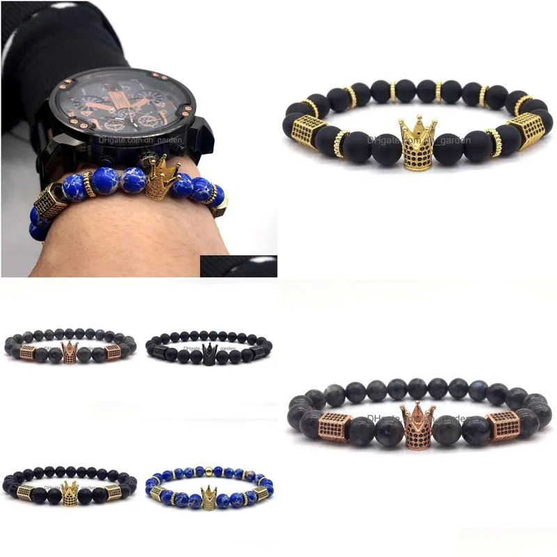 2018 new trendy diy luxury pave cube crown charm bracelet for men women stone bead bracelet fashion jewelry gift