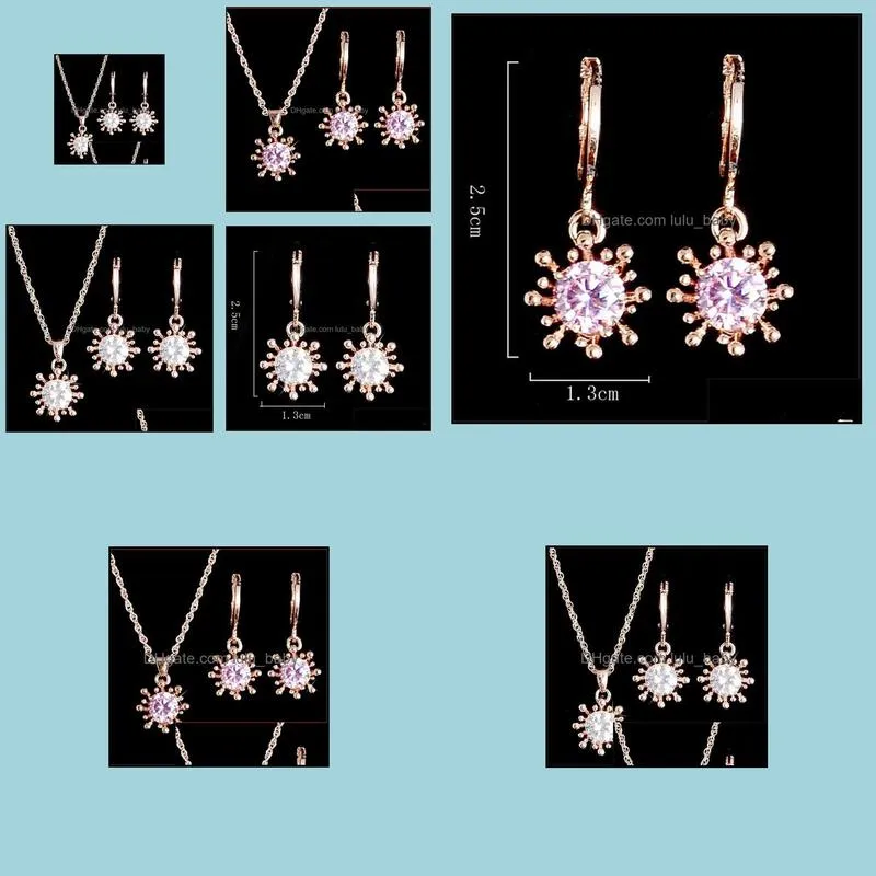 wedding jewelry sets cubic zircon sunflower earring beautifully set for brides bridesmaid bridal jewelry sets