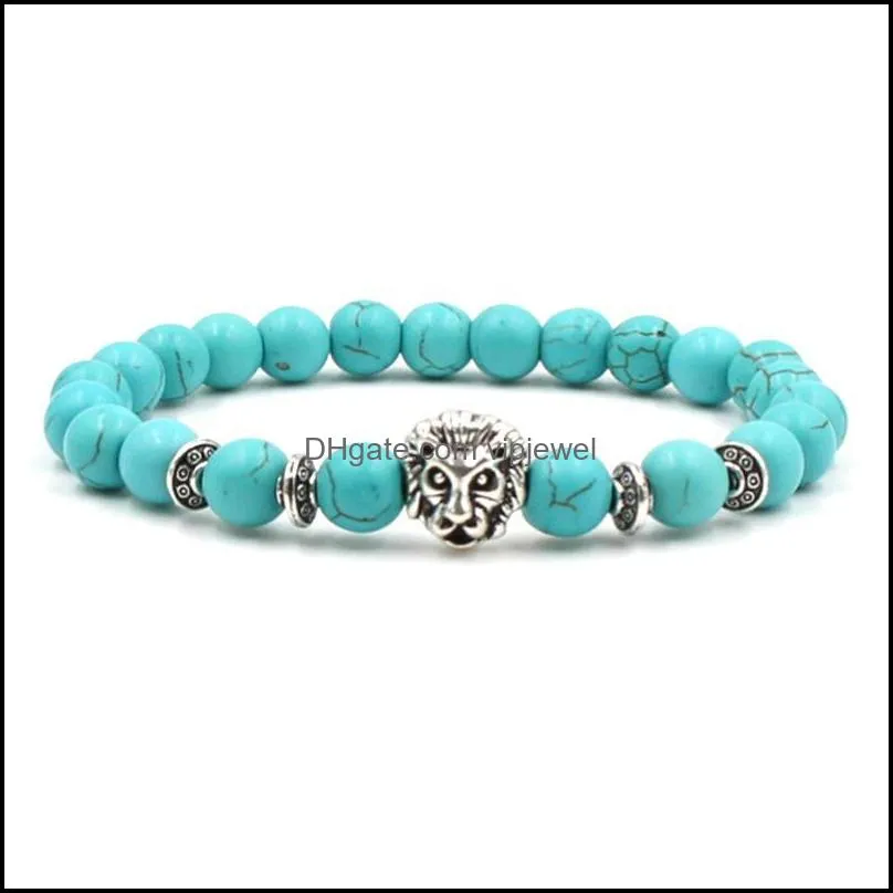 turquoise stone bracelet ethnic stretch bracelet handmade women men jewelry fatima devil palm owl  beads bracelets