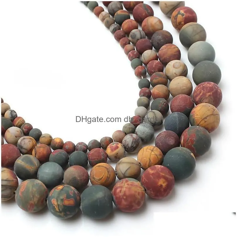 8mm natural stone beads dull polish matte picasso stone round loose beads for jewelry making 15inches shipping 410mm