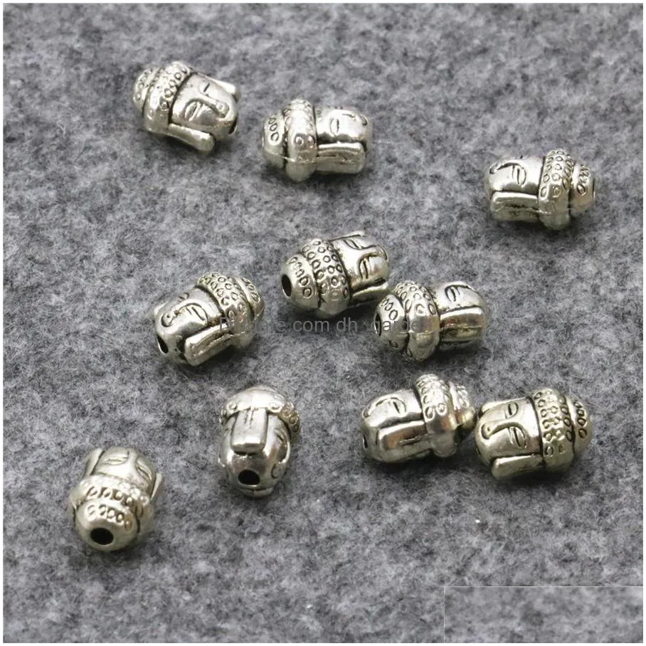 10pcs hot copper buddha head shaped lucky diy loose beads finding accessories parts crafts jewelry making design 7x10mm