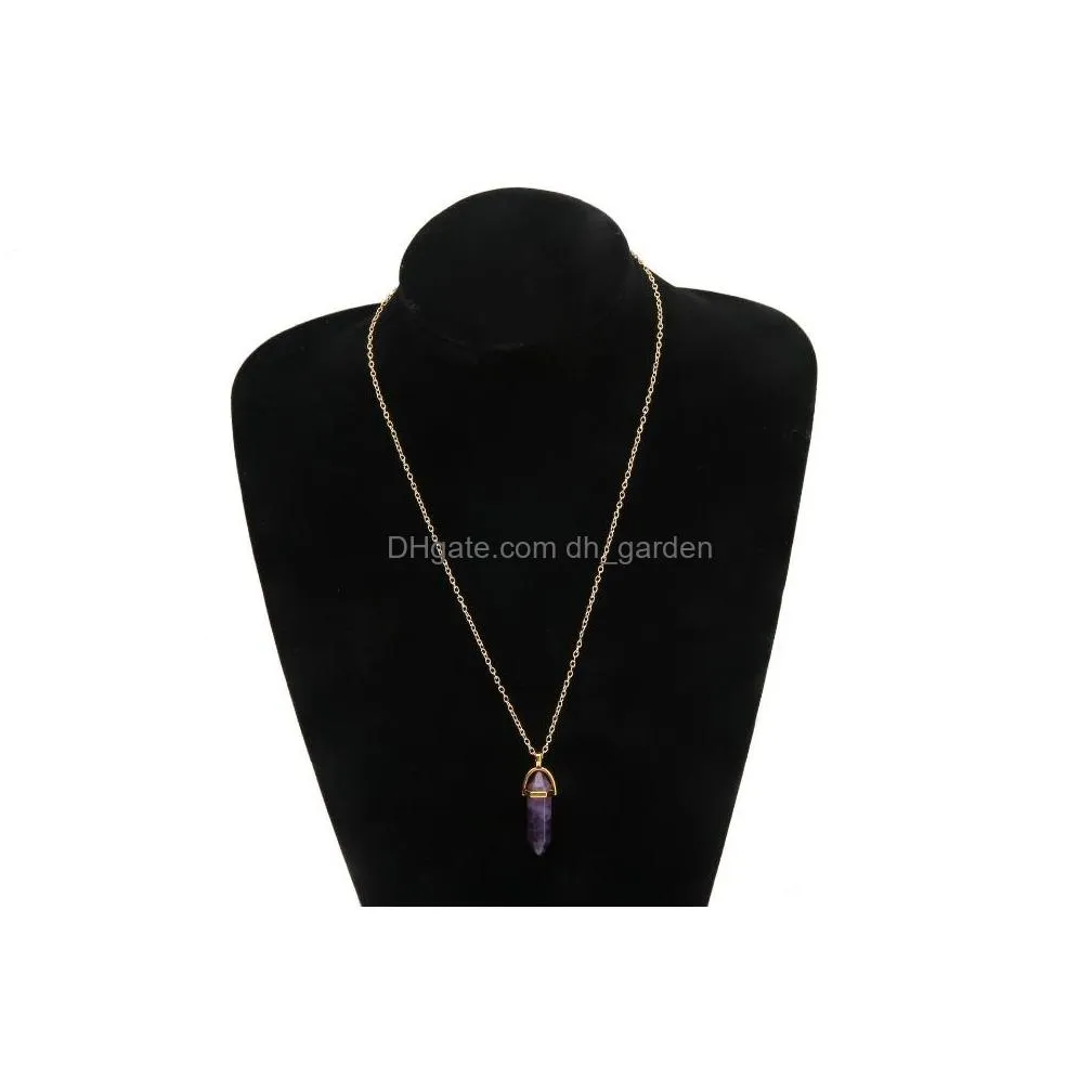 hexagon prism pendant necklaces 2018 new fashion natural crystal multicolor snake chain necklace long necklace