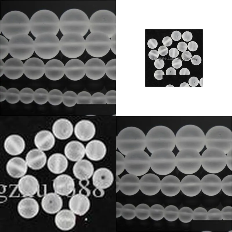 8mm natural stone dull polish frosted clear quartz crystal round loose beads for jewelry making