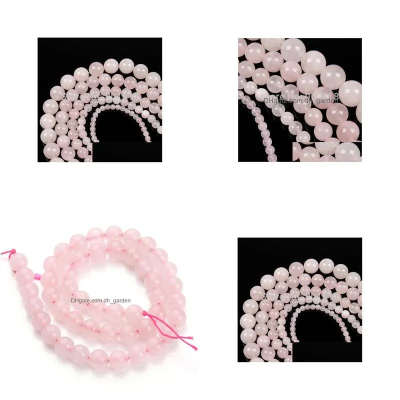 8mm fashion round natural gem stones rose pink quartz loose beads 4 6 8 10 12 mm spacer beads for diy bracelet jewelry making