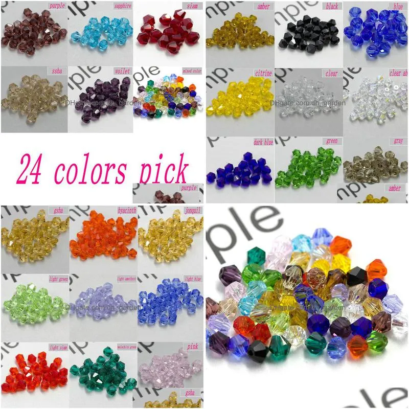 100pcs colorful 4mm bicone crystal beads glass beads loose spacer beads bracelet jewelry making accessories