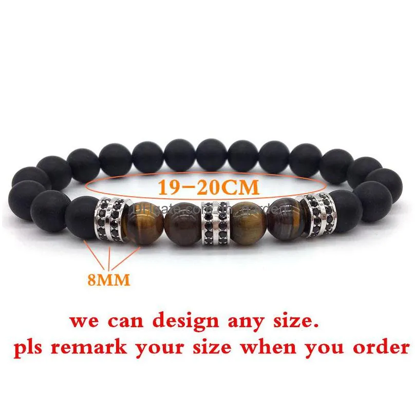 2018 brand new fashion pave cz men bracelet 8mm stone beads with hematite bead diy charm bracelet for men jewelry gift
