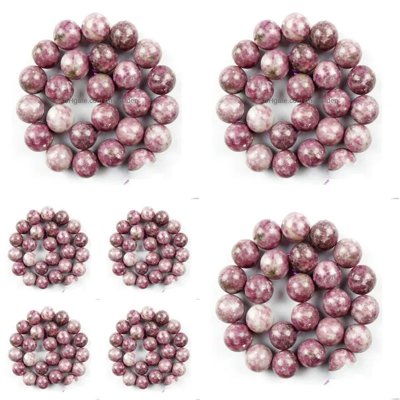 8mm natural stone beads lepidolite round loose beads for jewelry making 4/6/8/10mm 15.5inches diy bracelet