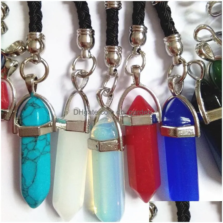 1 piece six prism series mini keychain fashion natural stone pendant small key chain