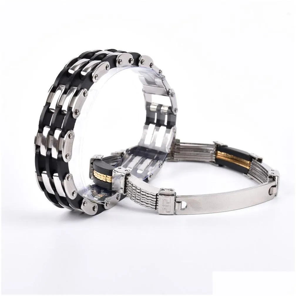 fashion simple stainless steel stripe wrist cuff bracelets jewelry for men silver color gifts party mix style wholesale 12pcs/lot