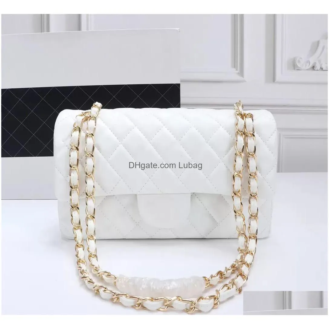 top designe custom luxury brand handbag channel womens bag 2021 leather gold chain crossbody 2.55cm black and white pink cattle clip sheepskin